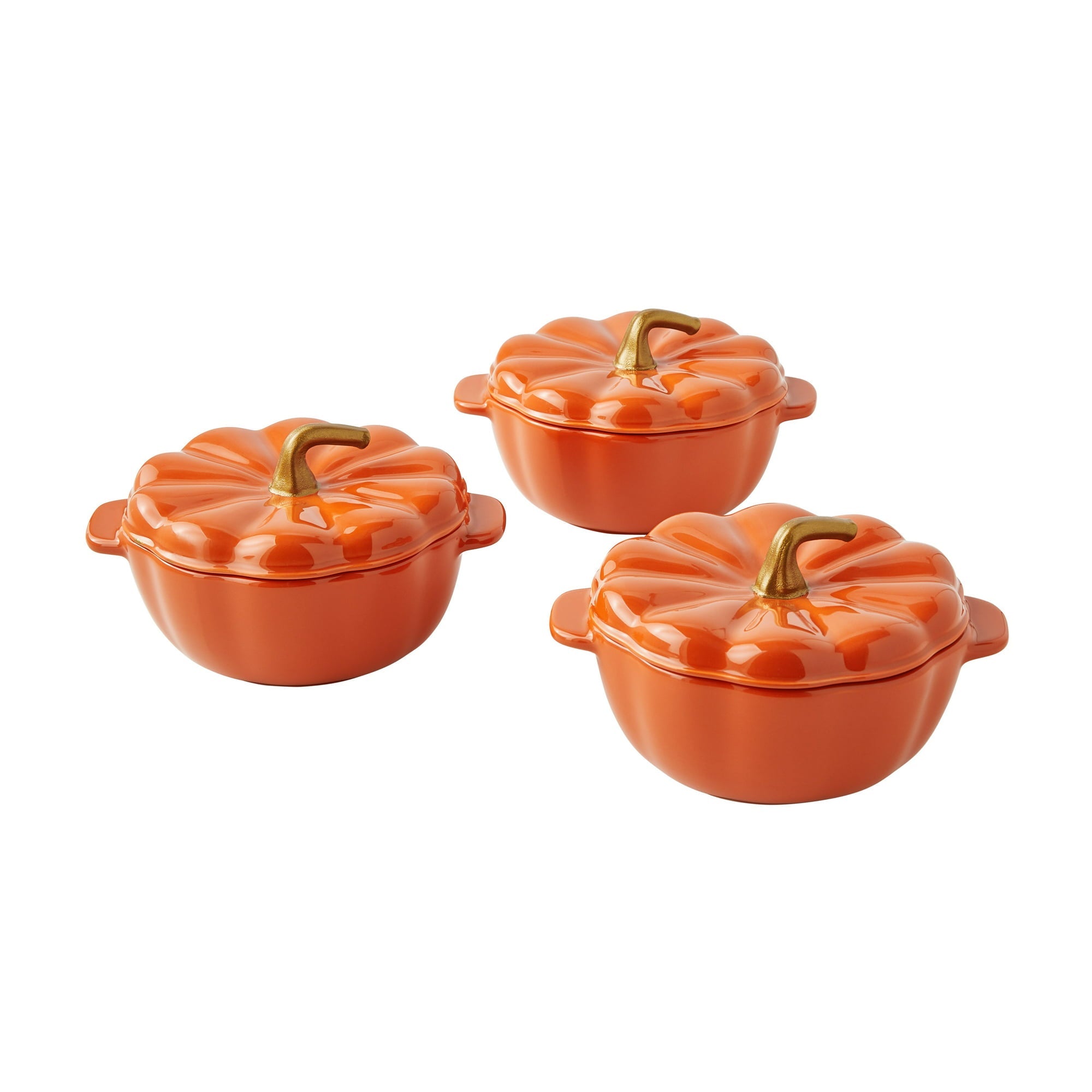 Ceramic Orange Pumpkin Mini Cocottes Set, Mini Ceramic Bowls -14.2-oz (3Pcs) Ceramic Orange Pumpkin Mini Cocottes Set, Mini Ceramic Bowls -14.2-oz (3Pcs)